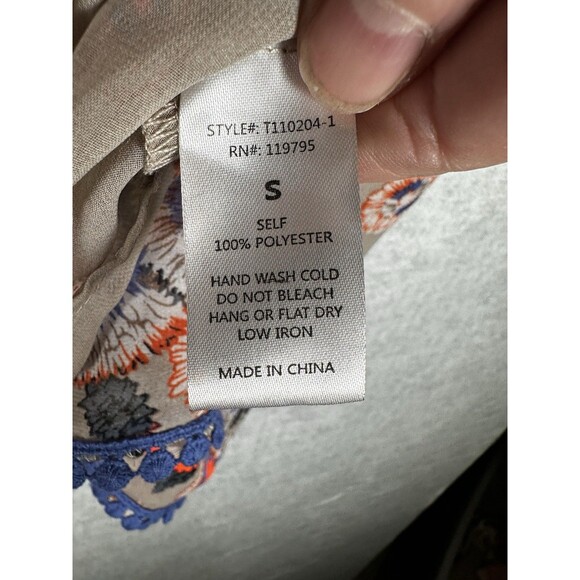 Moon Collection Womens Multi Colored Low V Neck Long Sleeve Casual Sheer Top Sm - Picture 7 of 7